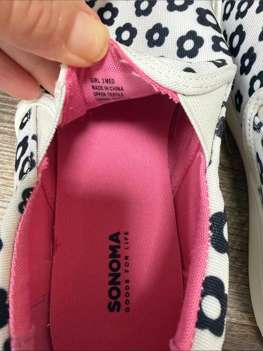 Sonoma Girls Pink Lace-Up Sneakers and Black Floral Slip-On Set